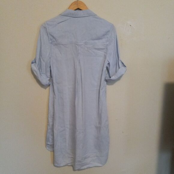 Cloth & Stone Sawyer Tencel Shirt Dress-Small-Roll Tab Sleeve-Pockets-USA Made - Picture 7 of 10